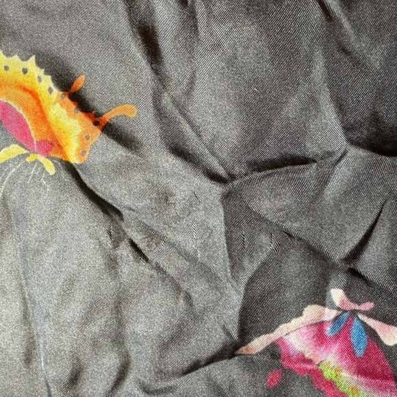 JOHNNY WAS Silk Gray Butterfly Collared Mini Long Sleeve Shirt Dress Size Medium - Picture 2 of 8